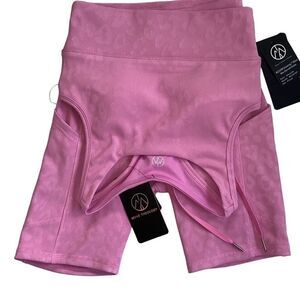 Move Theology NWT Set Sports Bra+ Bike Shorts Delux Ribbed Fabric Orchid Pink XS
